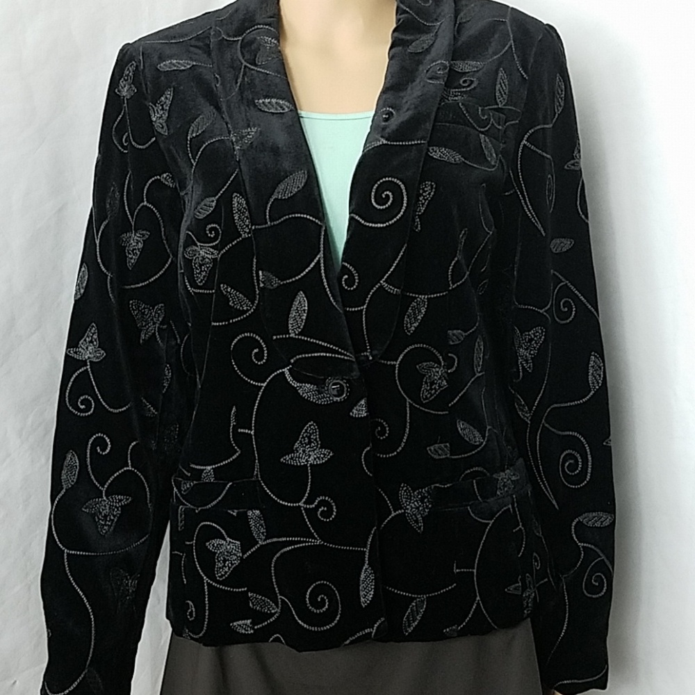 COVINGTON VELVET EMBROIDERED JACKET SZ 10